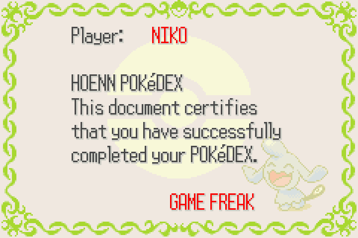 Hoenn Pokedex - New Zealand