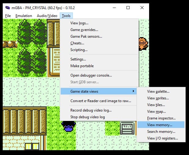 Hacking in Rare Candies in Pokémon Crystal Legacy