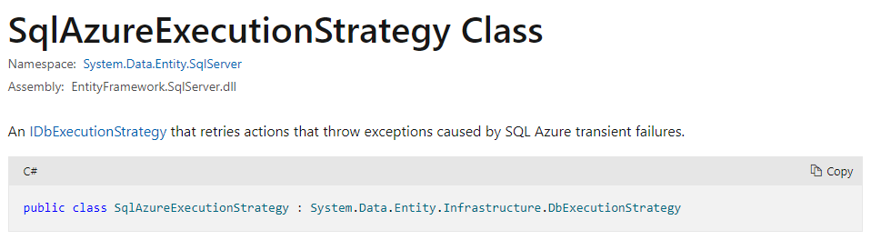 Looking at Entity Framework 6 Execution Strategies, Specifically SqlAzureExecutionStrategy