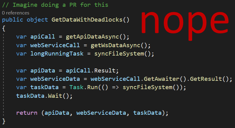 Why is .GetAwaiter().GetResult() bad in C#?